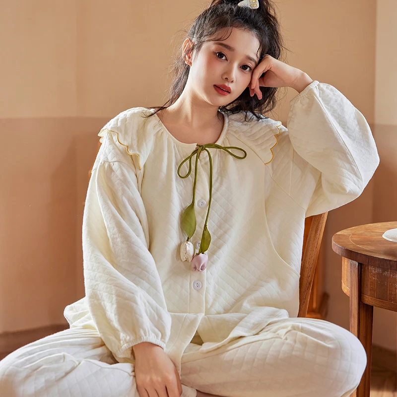 珈莹艾空气棉月子服春秋纯棉产后哺乳家居服冬怀孕待产孕妇睡衣