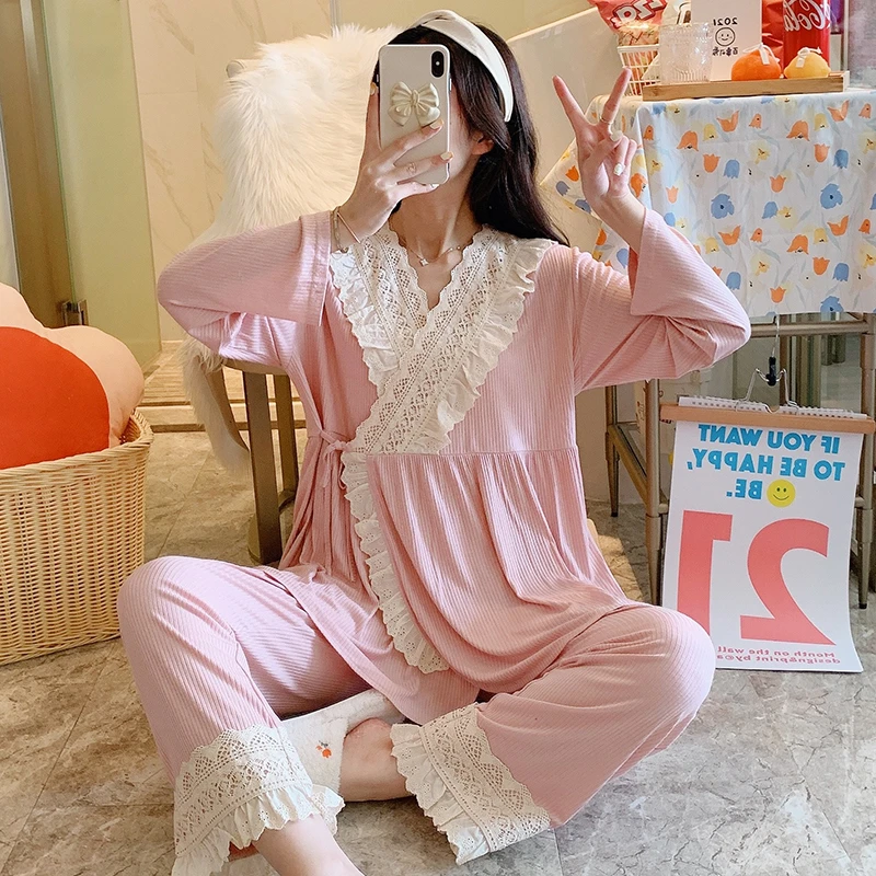 珈莹艾月子服夏季薄款产后孕妇睡衣春秋哺乳家居服