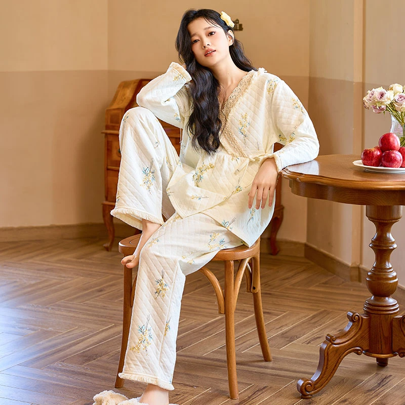 珈莹艾空气棉月子服春秋纯棉产后秋冬哺乳家居服怀孕待产孕妇睡衣