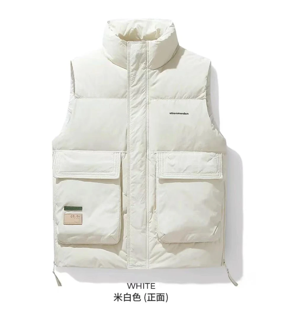 潮牌工装羽绒马甲男2024大口袋保暖无袖坎肩百搭