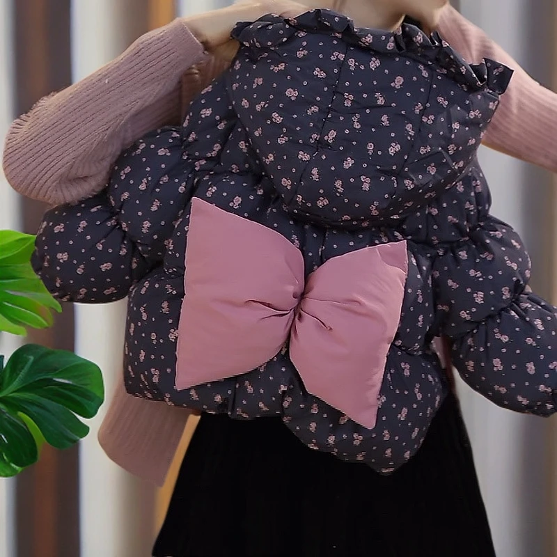 女童加绒棉服冬装新款洋气外套保暖上衣儿童连帽棉衣棉袄超萌m312