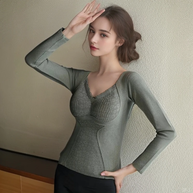 秋冬保暖背心内衣女加厚加绒女款爆款打底德绒遮肚子修身文胸一体