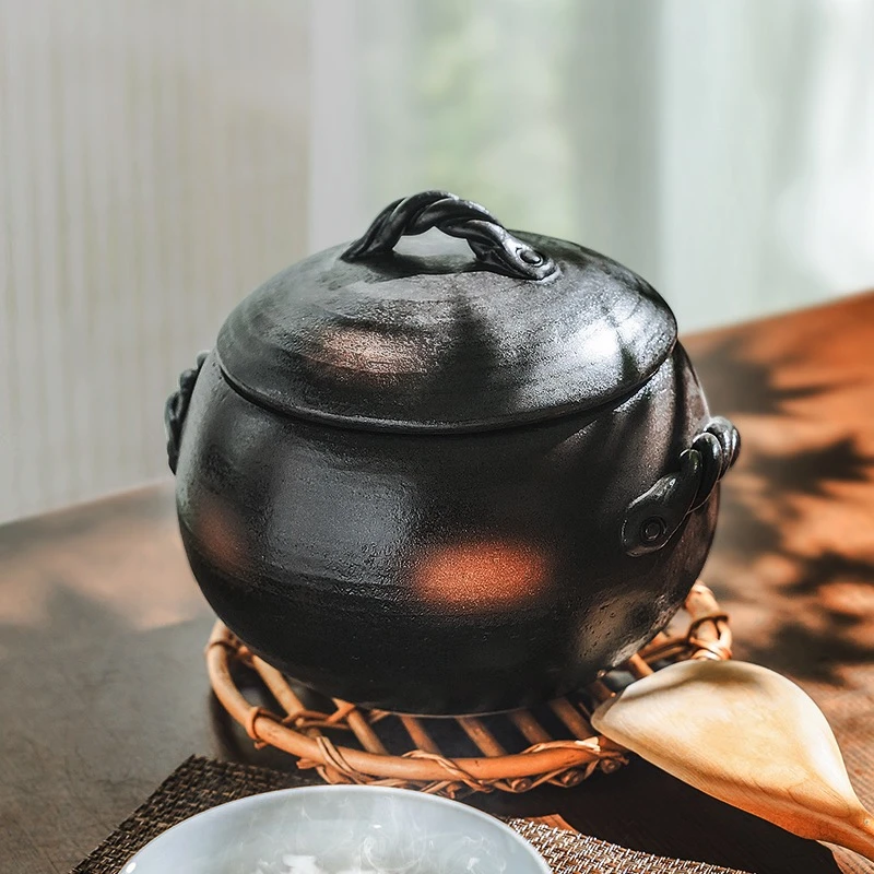 万古烧日本进口栗子锅高温耐热天然陶瓷多功能砂锅煲仔饭煲汤炖肉