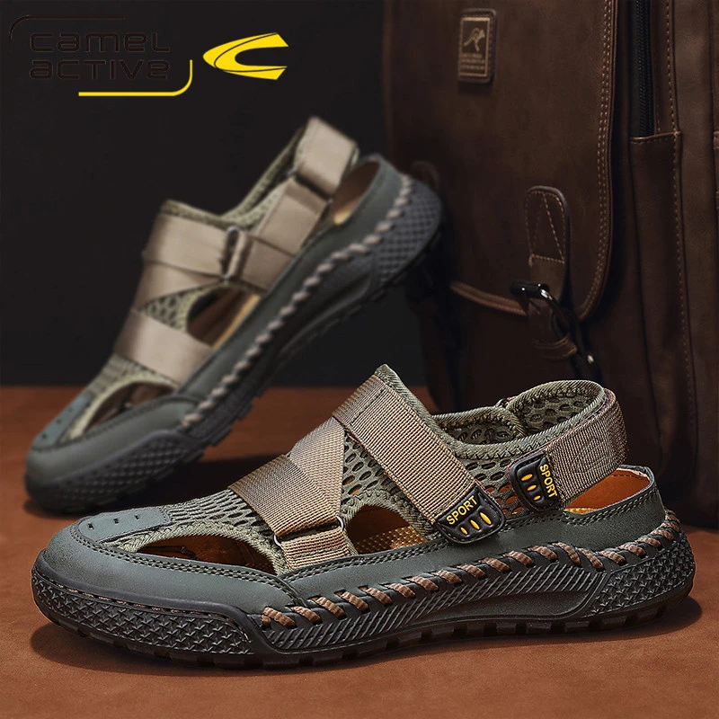 骆驼动感男士沙滩鞋夏季新款休闲包头凉鞋外穿透气镂空大码47爆款