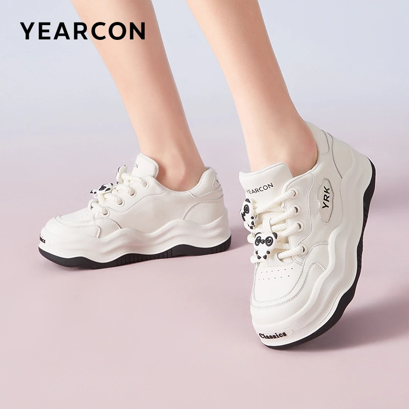 YEARCON/意尔康秋季新款女士小白鞋厚底休闲波浪底板鞋29217W