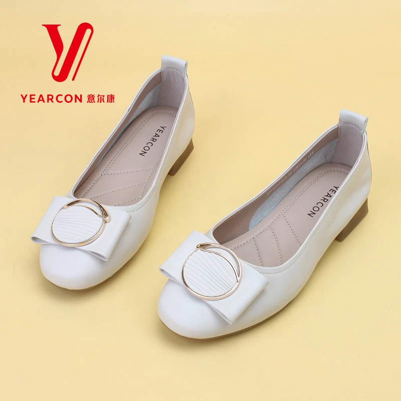 意尔康女鞋舒适百搭软底妈妈鞋平底浅口通勤鞋08102Y