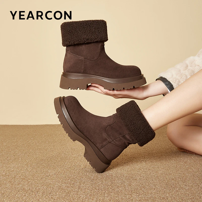 意尔康雪地靴女冬季新款加绒加厚棉鞋厚底防滑靴子49819W