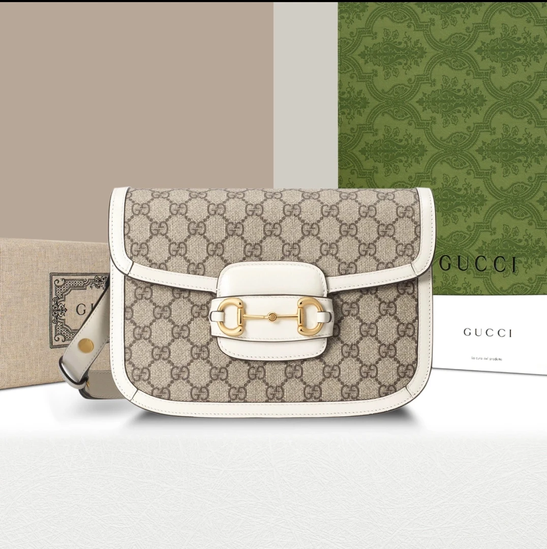 99新 GUCCI/古驰 古驰1955中号白色马鞍包