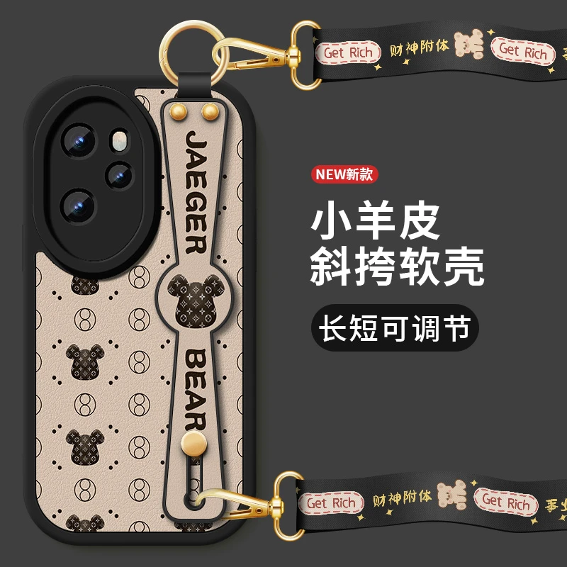 华为荣耀100手机壳100pro背带女款100斜挎挂绳5G全包防摔硅胶软壳