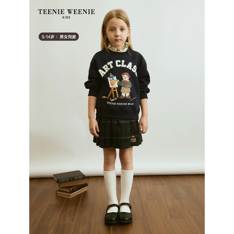 TeenieWeenieKids23新款女童可脱卸半高领加绒卫衣TKMA238T45N