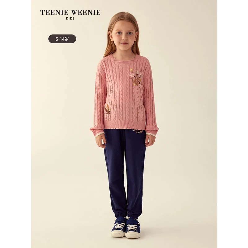 TeenieWeenieKids23秋冬新款女童可爱圆领针织衫毛衣TKKW234953B