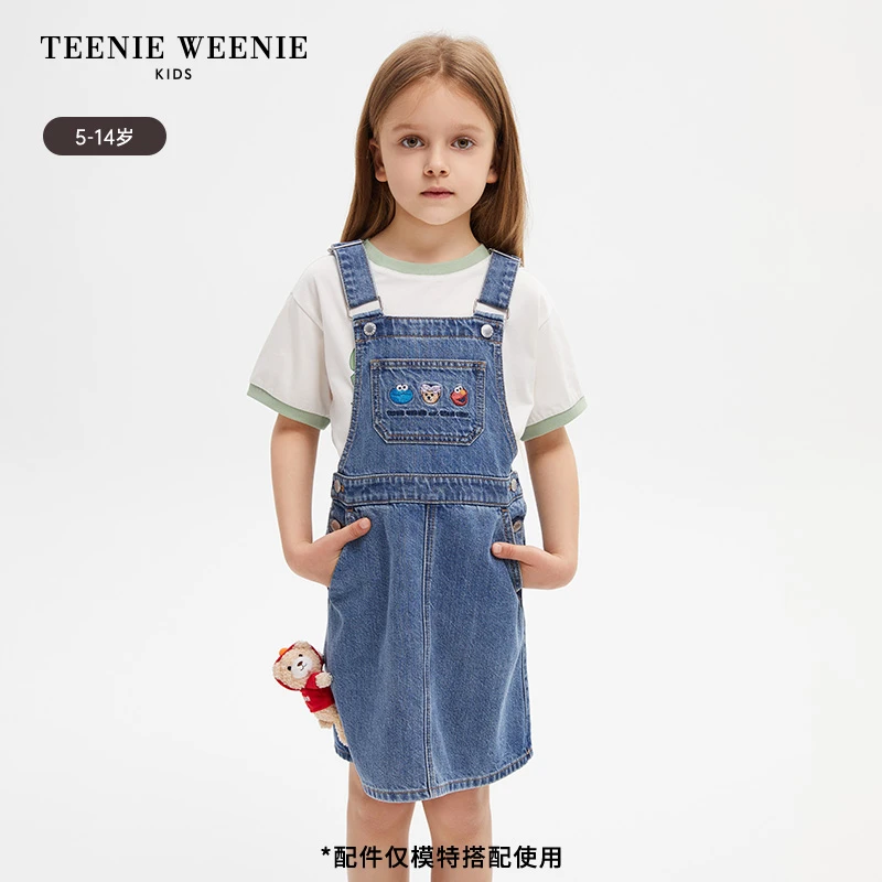 TeenieWeenieKids24年夏款女童芝麻街刺绣背带连衣裙TKOJ24O451D