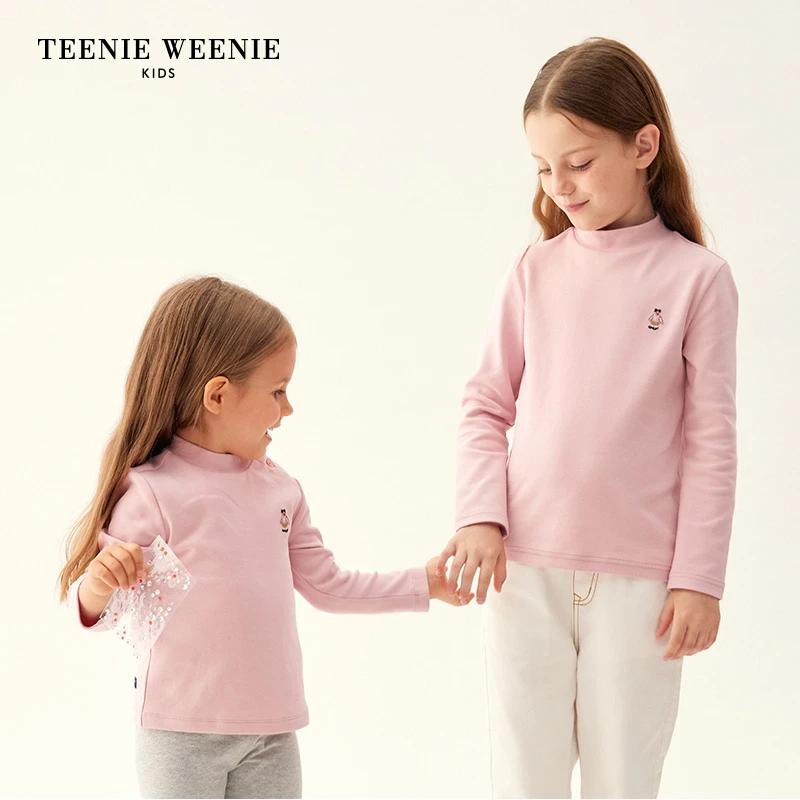 TeenieWeenieKids小熊男女童装23秋抗菌高领T恤TKLA238C93H