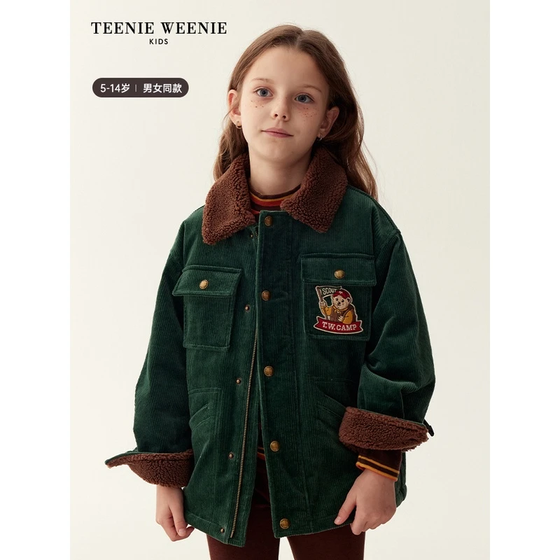 TeenieWeenieKids23秋冬新款男女童灯芯绒翻领棉服TKJP238986N