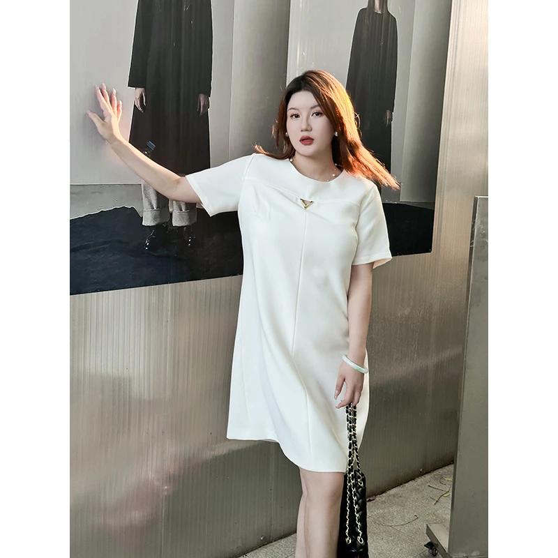 【小V裙】大码萱多家夏季时尚a字通勤休闲薄款短袖宽松显瘦连衣裙