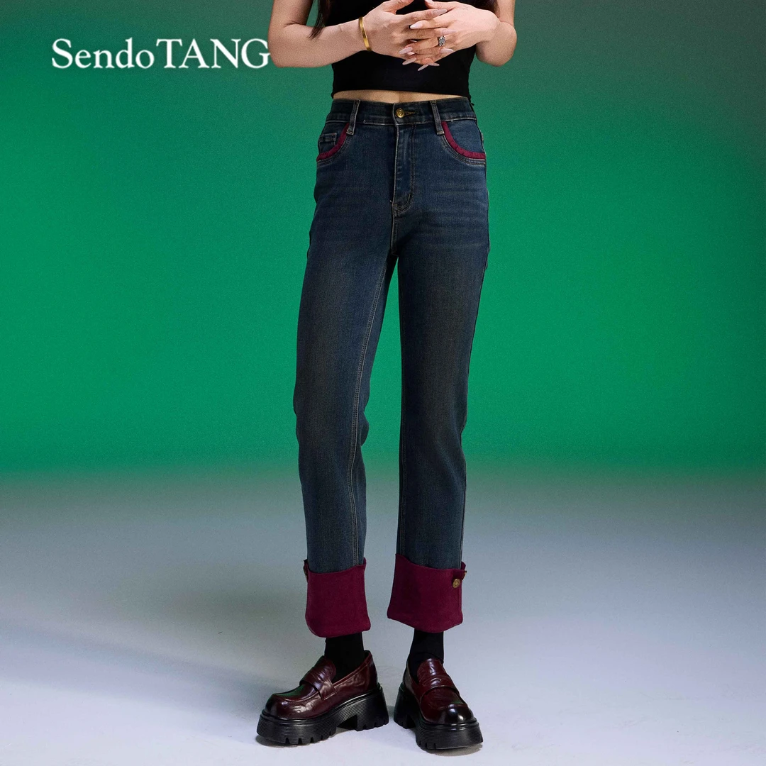 腿粗选我【匹诺曹】胖多女装新款时尚休闲高腰显瘦直筒牛仔裤