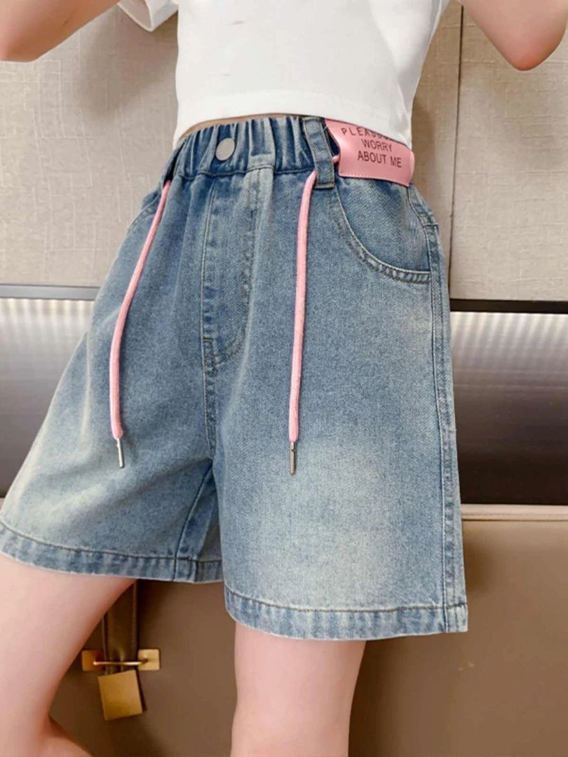 女童牛仔短裤新款外穿童装洋气中大儿童五分裤牛仔裤子女夏天薄