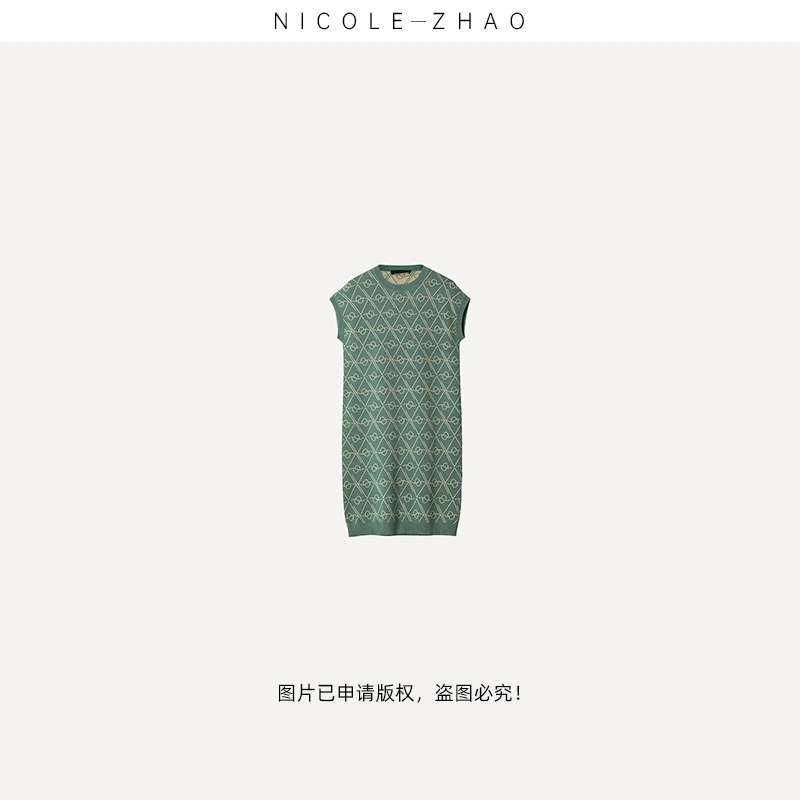 FJ0169贵姐NICOLE】 高端设计师款修身优雅豆瓣羊毛连衣裙