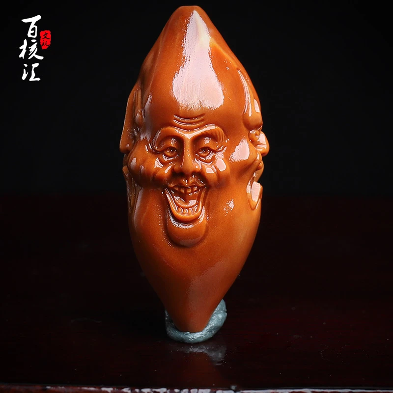 橄榄核雕刻喜怒哀乐单籽挂坠橄榄胡吊坠 四面雕刻 文玩把玩单粒