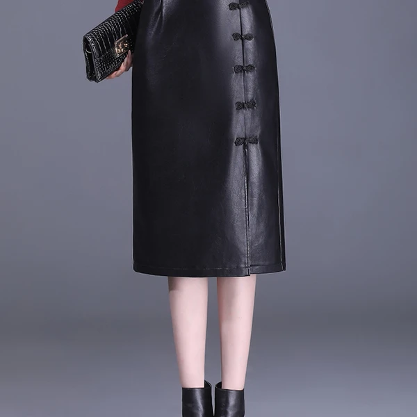 国风气质包臀裙2024秋冬新款高腰时尚开叉显瘦裙中长款显瘦半身裙