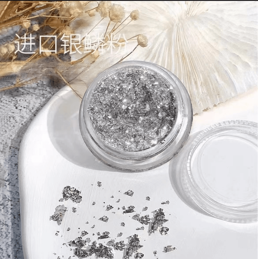 美甲A121银鳞粉网红新款超闪超薄银箔碎片指甲饰品