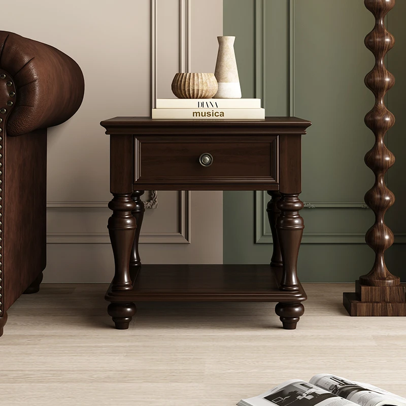 美式纯实木大边几沙发边柜储物柜角几客厅迷你小茶几小方桌方几