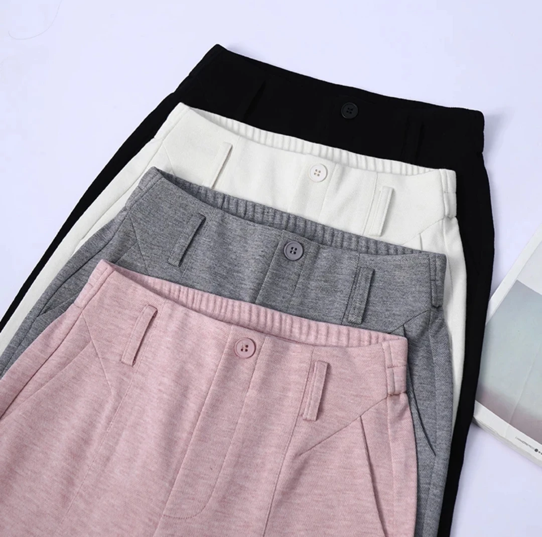 【秋季新品】进口蚕 丝羊 绒高腰显瘦休闲长裤女百搭垂感直筒裤