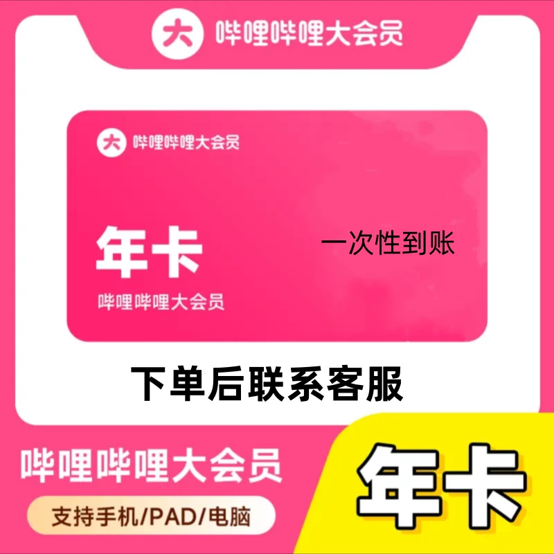 哔哩大会员充值到账一年-不支持电视（手机号充值）
