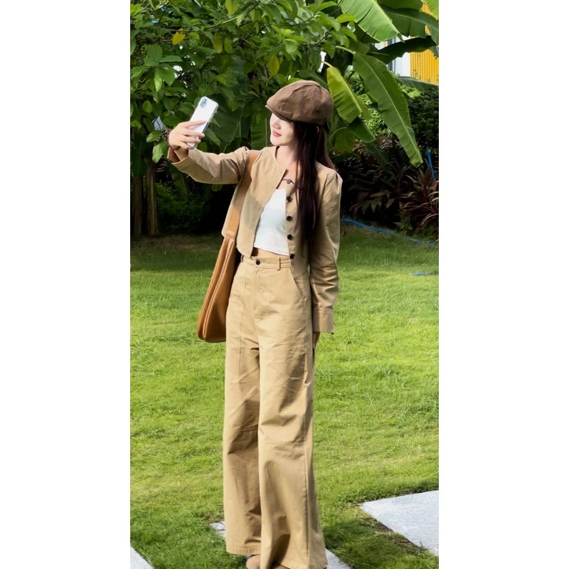 休闲套装秋冬季女2024新小众炸街阔腿裤穿搭配两件套女款气质服装