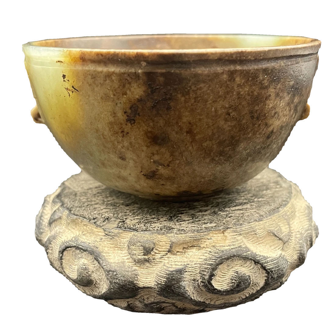 和田玉双耳首玉杯