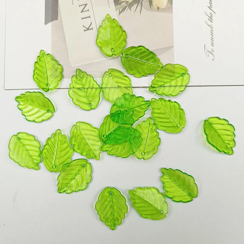 透明树叶绿色叶子有孔串珠满天星手工饰品配件古风发簪叶子葡萄叶