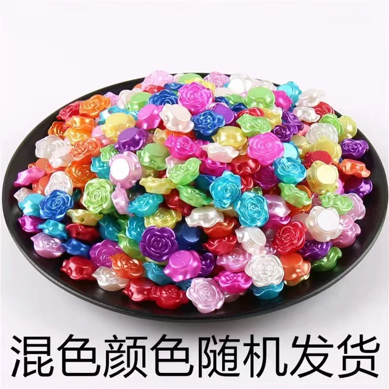 14mm幸福玫瑰花珠混色手工diy串珠制作材料玫瑰花配件散珠红色