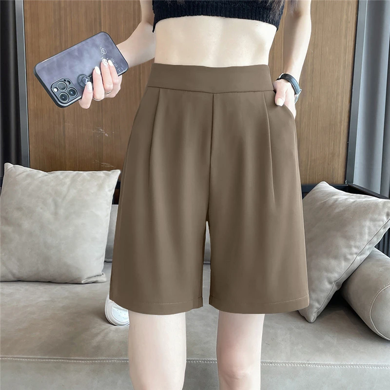冰丝速干五分裤运动短裤女夏季薄款外穿大码宽松弹力休闲5分中裤