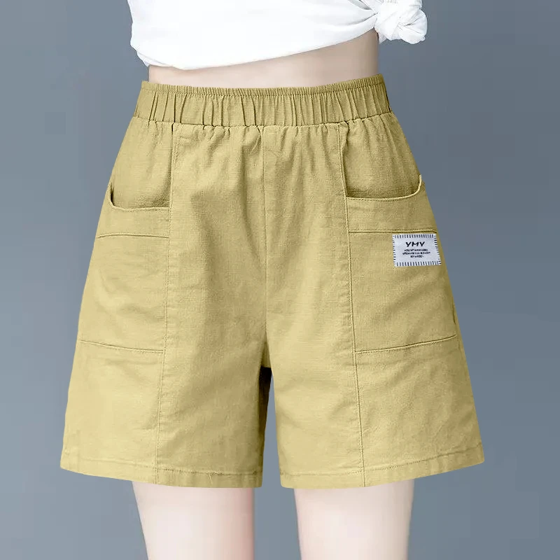 春夏季松紧腰阔腿高腰短裤女2025年新款宽松显瘦休闲工装五分短裤