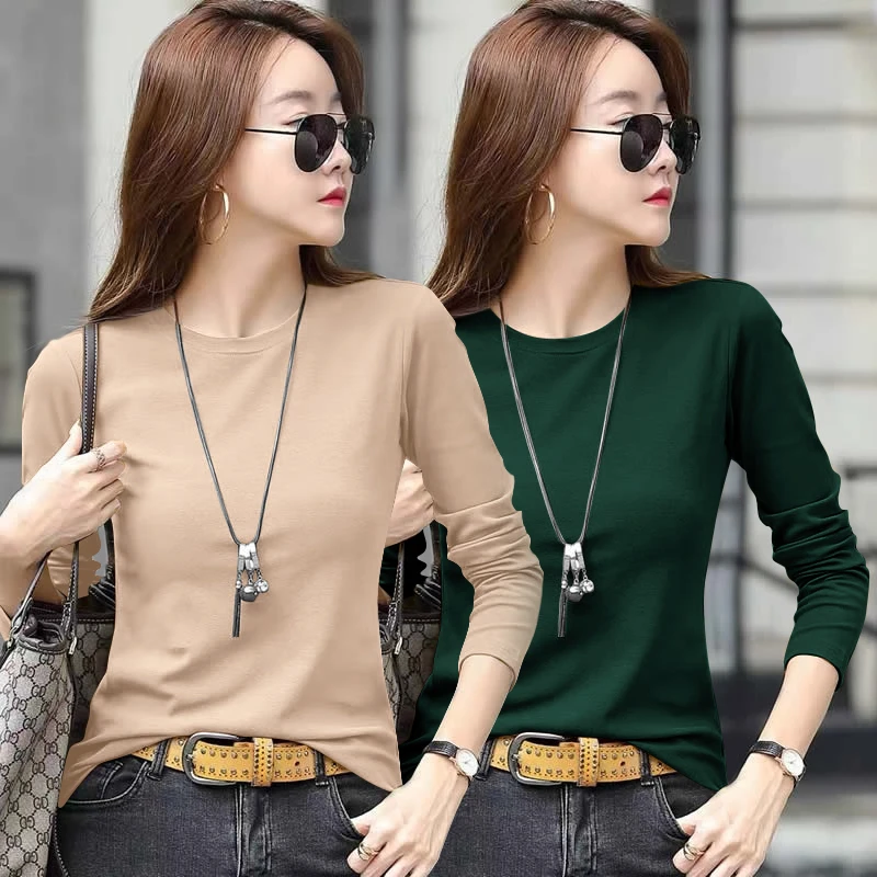 圆领德绒打底衫女秋冬纯色内搭2023新款正肩时尚加绒保暖抗寒上衣