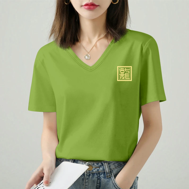 大码透气休闲短袖T恤女2025年夏季新款微胖mm白色正肩V领显瘦上衣