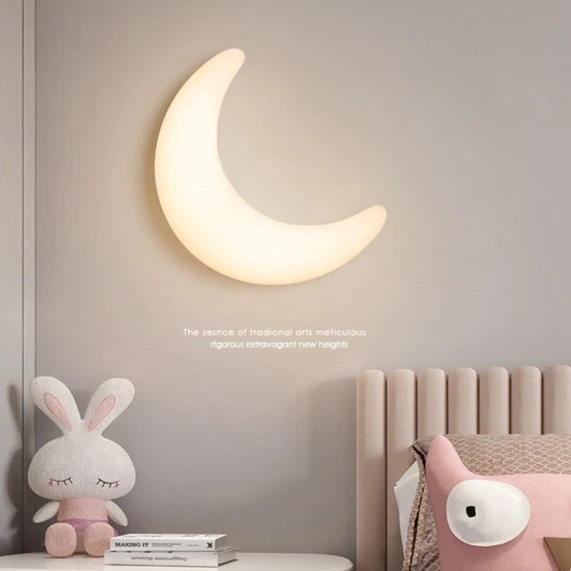 跃豪极简月亮壁灯客厅北欧ins风创意儿童房墙壁灯卧室床头书房灯