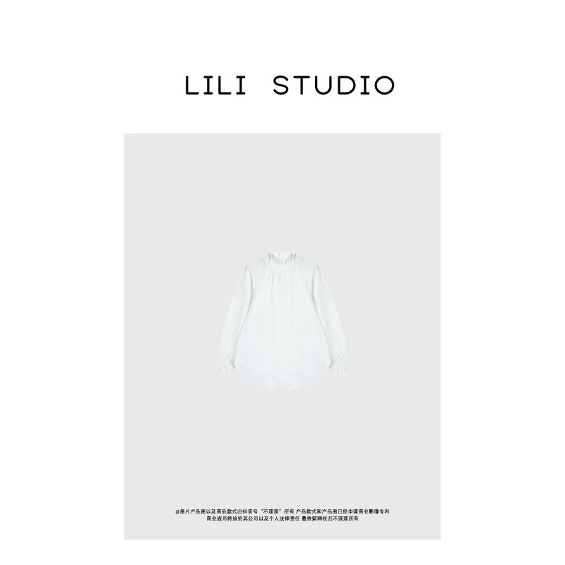 「白色束领」冬季新款泡泡袖100纯棉洁白寸衫5336