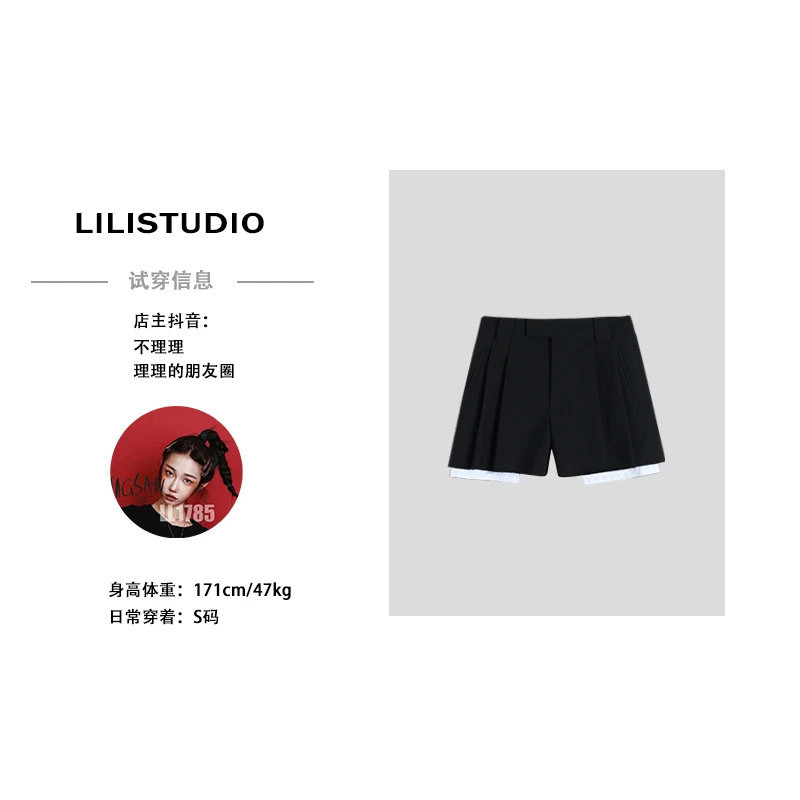 PCNY「珍华乌木」不理理春季新款女装休闲简约百搭短裤女 0108
