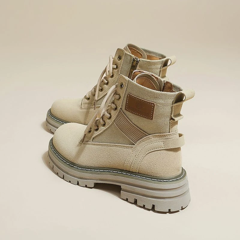 马丁靴女夏季薄款2024新款软皮增高工装靴春秋单靴子爆款厚底短靴