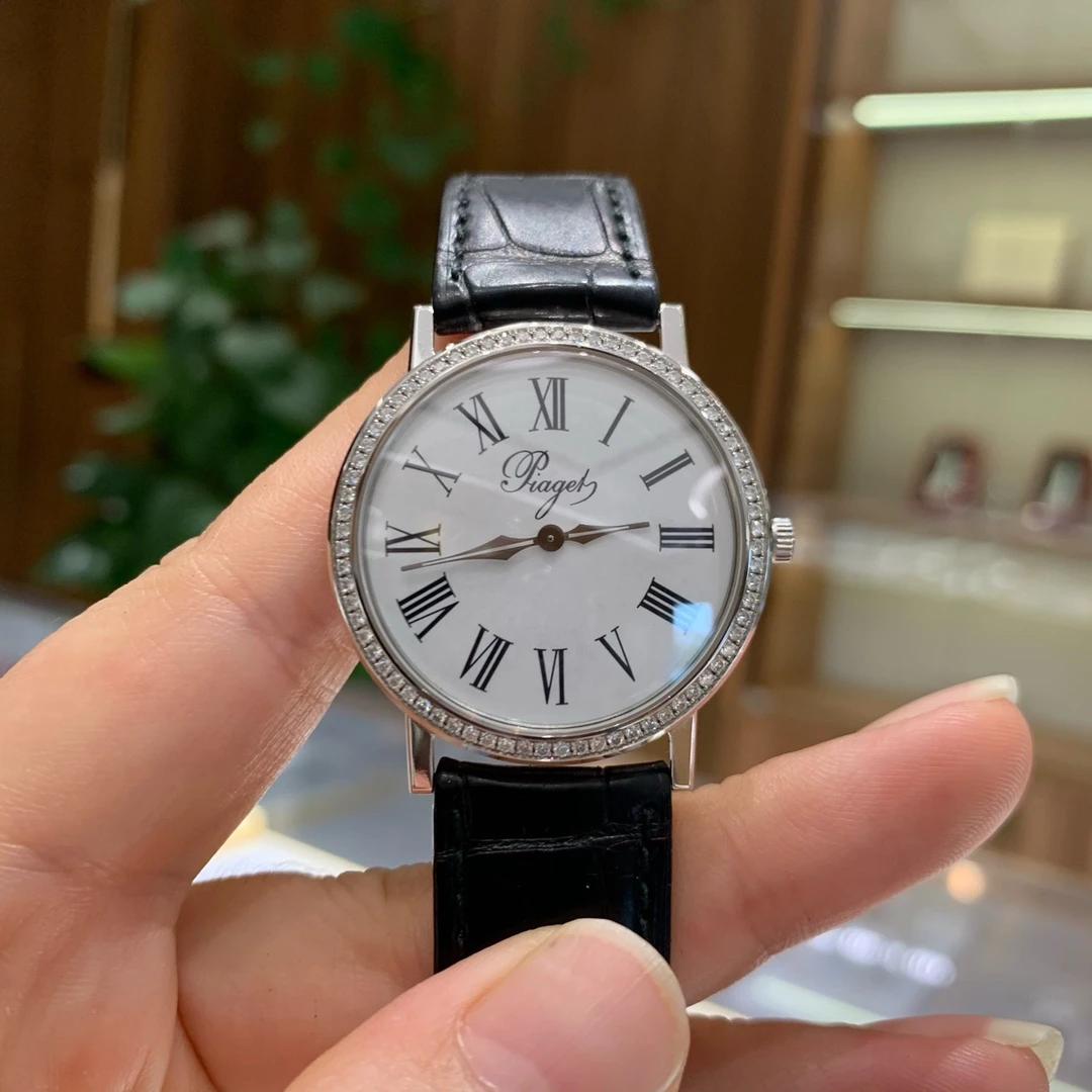 95新 Piaget/伯爵 18K白金原镶钻G0A32074/34表径机械女表全套