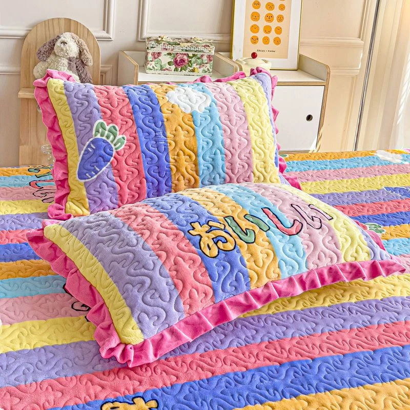 牛奶绒夹棉枕套一对装保暖水晶绒加厚枕头套法兰绒单人单个枕芯套