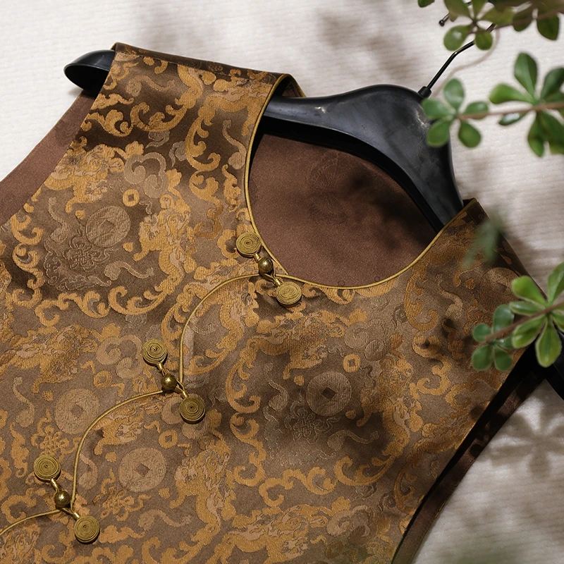 『万里』新中式桑蚕丝国风气质通勤马甲DGWQ2584