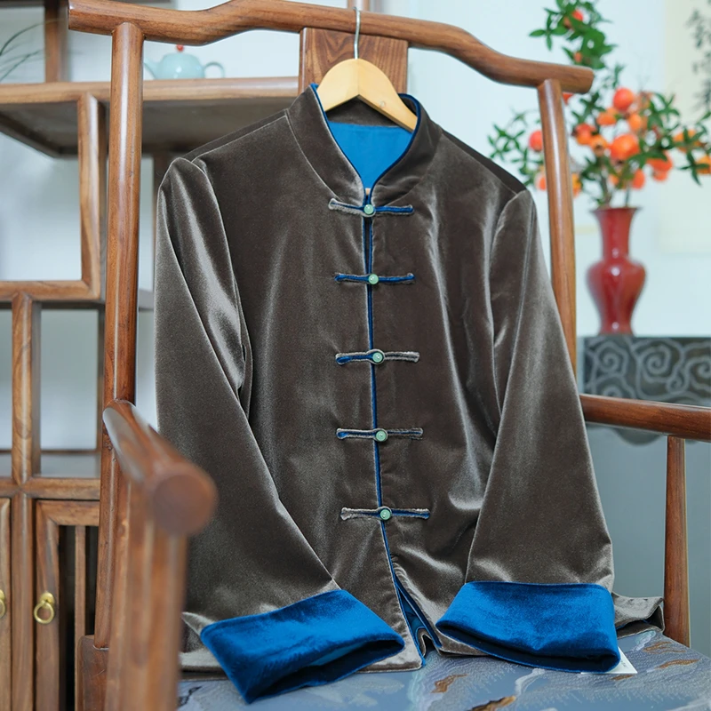 『夜莺』新中式丝绒春秋上衣1194