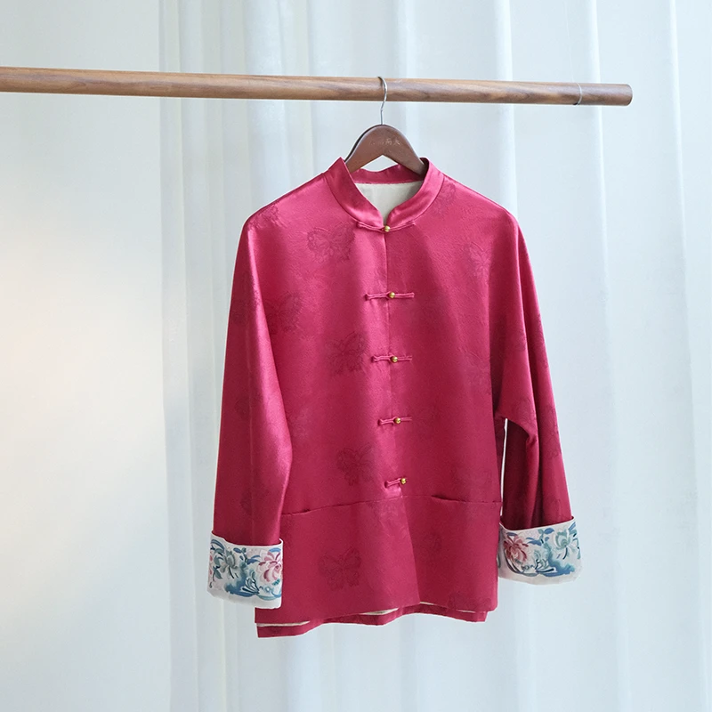 『芊寻』新中式桑蚕丝国风早秋宽松上衣DGWW1870