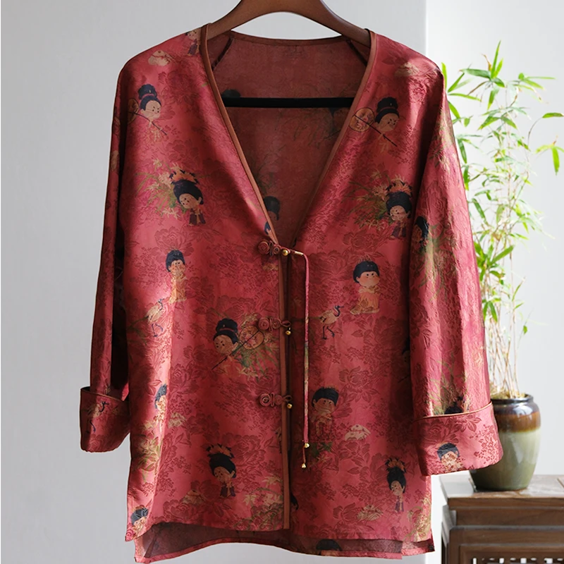 『妙仪』新中式桑蚕丝宽松长袖国风上衣DGSC1733