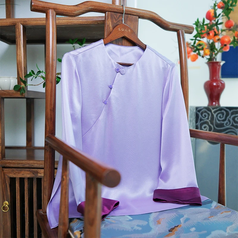 『紫萱』新中式醋酸斜襟家居服2件套DFWT6287