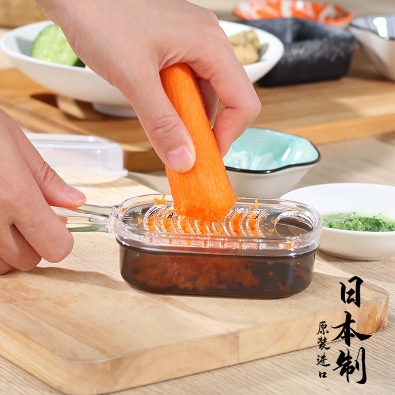 日本进口带手柄小型研磨器带盖防尘水果蔬菜刨泥器磨蓉碎姜搓泥器