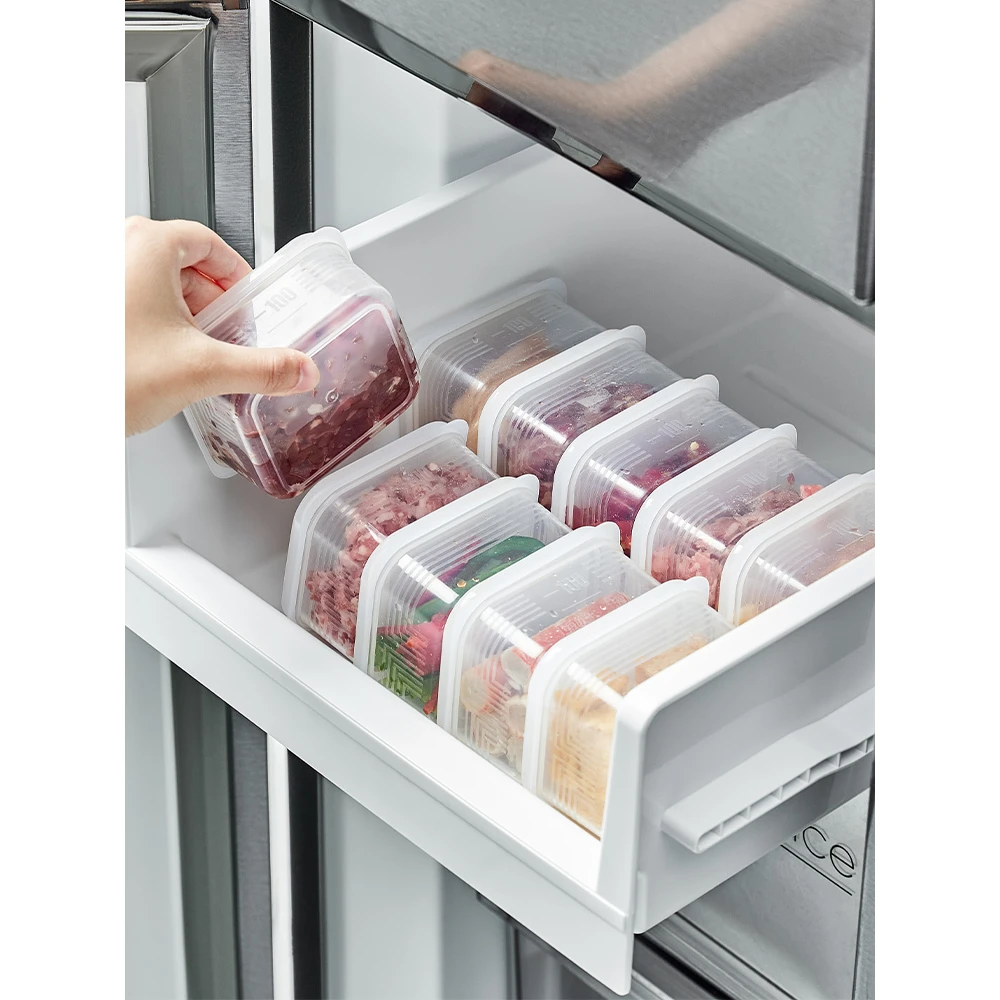 日本冰箱保鲜盒厨房家用分格盒微波解冻食品级肉类储存冷冻收纳盒