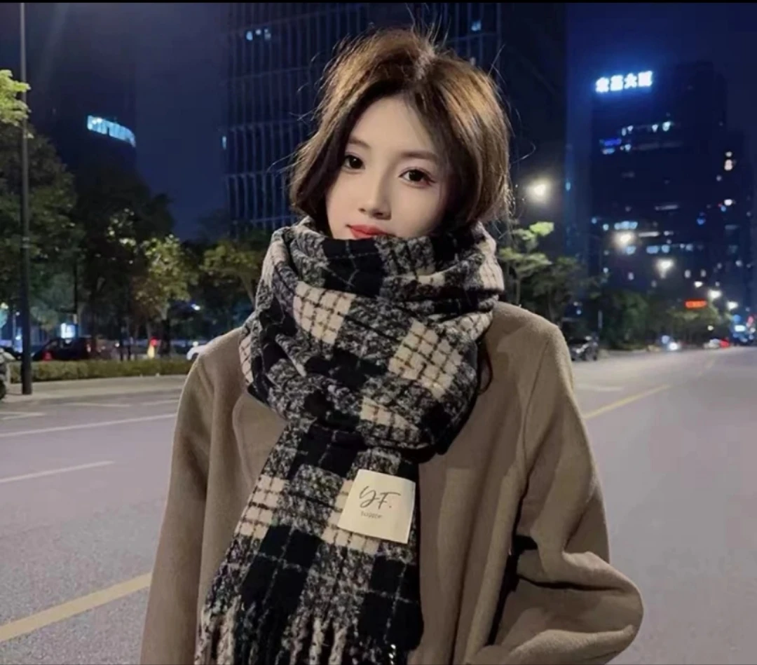 巴黎格子百搭学生围巾网红情侣加厚保暖韩版秋冬季复古女围巾披肩
